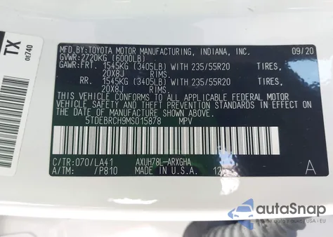 2021 Toyota Highlander Hybrid Platinum z USA, uszkodzony, nr VIN 5TDEBRCH9MS015878